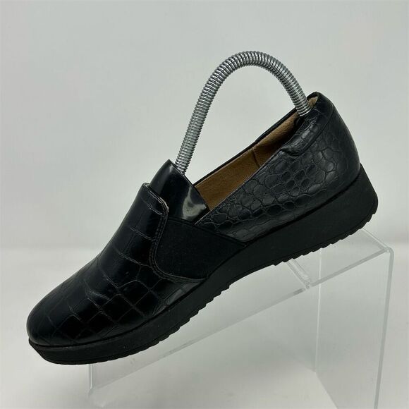 Naturalizer Suma Black Faux Leather Croc Print Slip-On Loafers Size 8 Casual - Picture 3 of 12